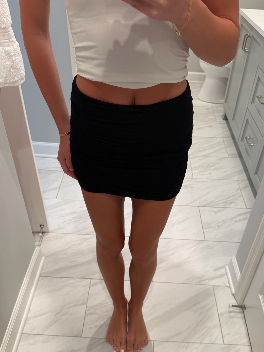 Indah Black Ruched Mini Skirt